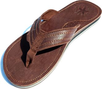 Seestern Sportswear SEESTERN FBA_2364.dbw Mens Leather Toe Separator Sandals Size 40-50, brown, 15.5 UK