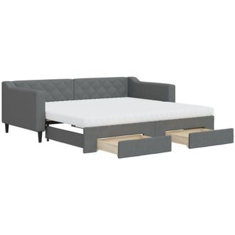 vidaXL Sof&aacute; Cama Nido Con Cajones Tela Gris Oscuro 90x190 Cm Vidaxl
