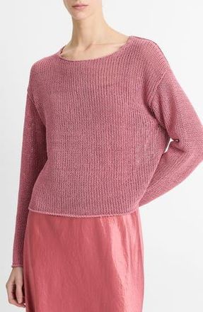 Vince Open Knit Boat Neck Sweater in Peony Wood at Nordstrom Rack, Size Medium