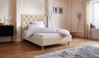 HOME AFFAIRE Polsterbett »Sunley 140« Kreuzsteppung, Kopfteilhöhe 142 cm, ohne oder mit Matratze/Lattenrost