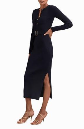 Reiss Willa Belted Long Sleeve Maxi Dress in Navy at Nordstrom Rack, Size X-Large