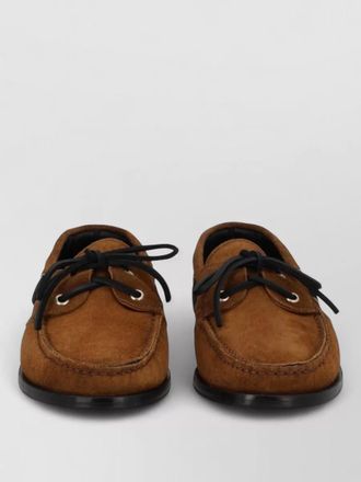 Aeyde loafers suede finish lace eyelet moc toe