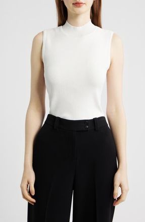 Tahari by ASL Sleeveless Mock Neck Sweater in Ivory at Nordstrom, Size X-Large