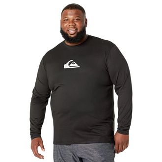 Quiksilver Rash Guard Mens Black Solid Streak Long Sleeve Swimwear FROG641