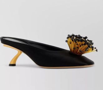 Ferragamo safi mules satin sculptural heel embellishment