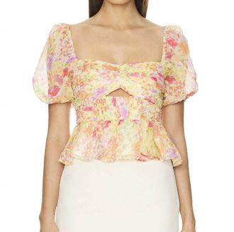 Astr Arlet Top In Yellow Multi Floral