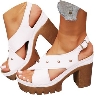 Generic Womens Peep Toe Ankle Booties Chunky Heels Suede Side Cutout Sandals Ankle Strap Dressy Sandals Slingback Open Toe Crossover Ankle Strap Heels Wedding