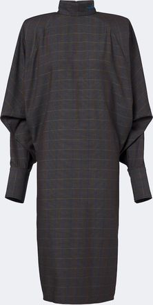 MUGLER Checked draped midi dress