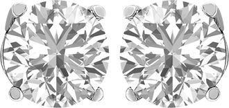 Diamond2Deal 14k White Gold 3 CTW Round Lab Grown Diamond Solitaire Stud Earrings