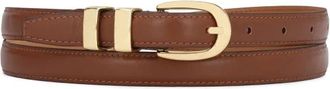 Kazar Smalle leren band met twee metalen lussen - Dames - Riemen - Bruin - 90 CM - Leer - Accessoires