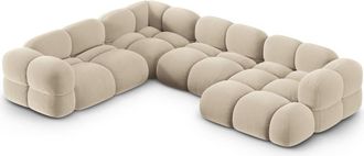 Cosmopolitan Design Sof&aacute; esquinero panor&aacute;mico izquierdo 5 plazas terciopelo beige claro