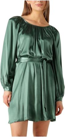 Greek Archaic Kori Donkergroene Mini Jurk Charm - Dames - Feestkleedjes - Groen - M - Satijn - Kleedjes