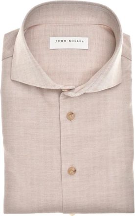 John Miller Heren, Overhemden, Beige, Maat: M Katoen