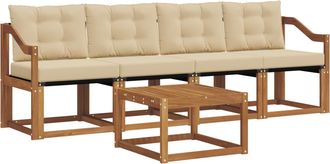 vidaXL Conjunto De Sof&aacute;s De Exterior 5 Uds. Natural Y Beige Vidaxl
