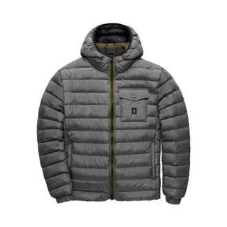 RefrigiWear Down Jackets, male, Gray, Size: 2XL Gray Nylon Mens Down Jacket