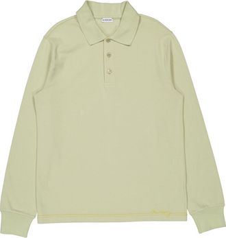 Burberry Logo Embroidered Long Sleeve Polo Shirt, Size Large