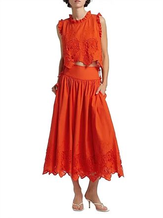 Hunter Bell Nathalie Midi Skirt In Tangerine