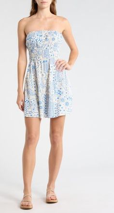 Billabong In the Sky Strapless Minidress in White Cap at Nordstrom, Size X-Small