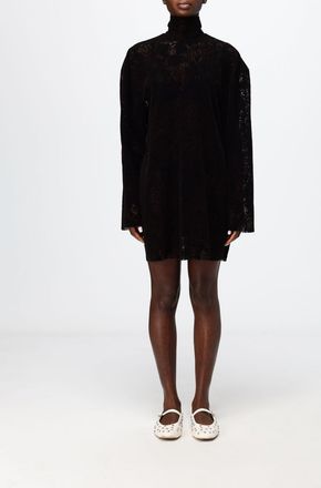 Msgm Mini abito da sera in pizzo con collo alto e maniche lunghe