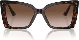 Jimmy Choo London 54mm Butterfly Sunglasses in Havana /Gradient Brown at Nordstrom