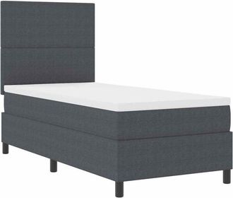 vidaXL Box Spring Bed Dark Grey and White 90 x 200 cm Corduroy Fabric vidaXL