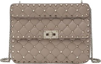 Valentino Garavani Medium Rockstud Spike Bag - Dames - Schoudertassen - Beige - ONE Size - Leer - Tassen