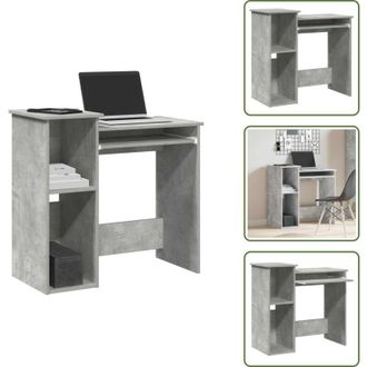 vidaXL The Living Store Scrivania Mensole Grigio Cemento 84x40x78 cm Legno Multistrato - Scrivania da studio