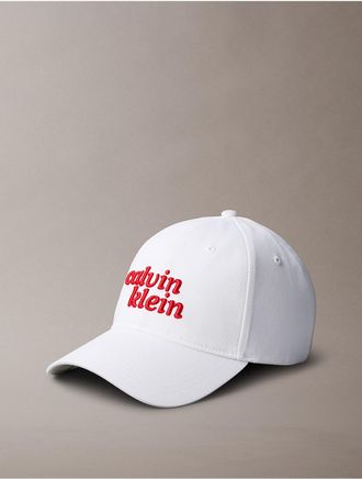Calvin Klein Mens 1989 Logo Graphic Baseball Cap - Open White