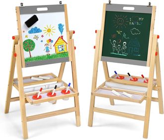Costway Costway Caballete 3 In 1 Plegable Caballete Art&iacute;stico De Madera Regulable En Altura Para Ni&ntilde;os M&aacute;s De 3 A&ntilde;os