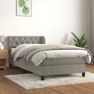 vidaXL Vidaxl - Cama Box Spring Con Colch&oacute;n Terciopelo Gris Claro 80x200 Cm