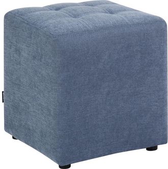 Beliani Reposapi&eacute;s Puf Sala De Estar Moderno Cubo Otomana Tela Azul Kansas