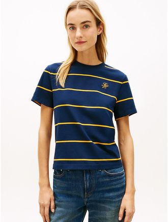 Tommy Hilfiger Womens Embroidered Script Monogram T-Shirt - Navy - XL