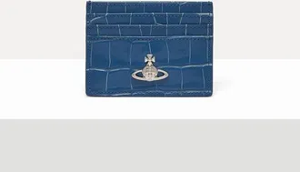 Vivienne Westwood Flat Card Holder Emboss Croc Leather Blue One Size Women