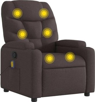 vidaXL Sill&oacute;n De Masaje Reclinable De Tela Marr&oacute;n Oscuro Vidaxl