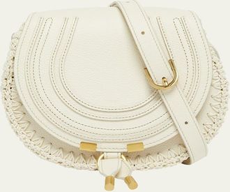 Chloé Marcie Flap Saddle Crossbody Bag in Crochet Fabric and Leather