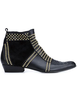 Anine Bing Charlie stud-embellished leather boots - Black