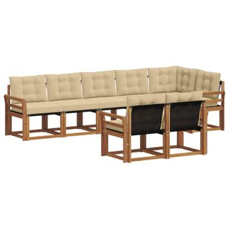 vidaXL Conjunto De Sof&aacute;s De Exterior Con Coj&iacute;n 8 Pcs Natural Y Beige Vidaxl