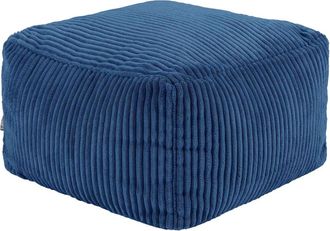 Icon Brand Puf reposapiés cuadrado de pana azul denim