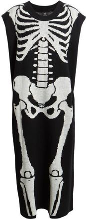 Dressed in Lala Big Reputation Skeleton Sleeveless Midi Dress in Black Skeleton at Nordstrom, Size Large