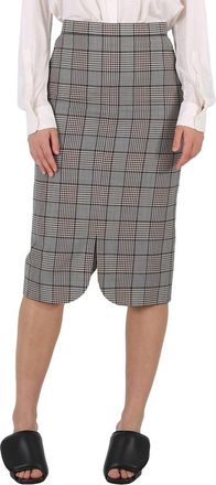 Burberry Check Wool Scalloped Hem Pencil Skirt, Brand Size 12 (US Size 10)