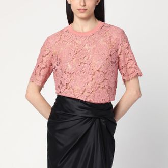 Dolce & Gabbana T-shirt in pizzo rosa