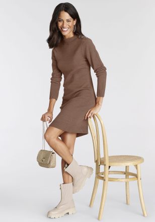 Laura Scott Strickkleid LAURA SCOTT, Damen, Gr. 40, N-Gr, braun (cognac, meliert), Strick, Obermaterial: 50% Viskose, 26% Polyamid, 24% Polyester, clean, unifarbe