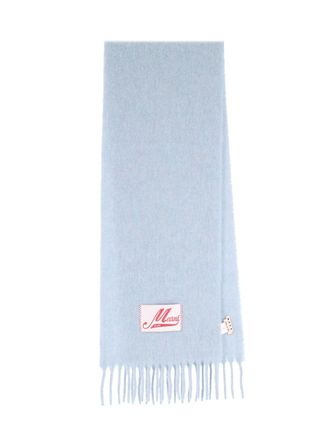 Marni Light Blue Alpaca Fringed Scarf