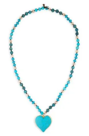 Saachi Beaded Heart Pendant Necklace in Turquoise at Nordstrom Rack