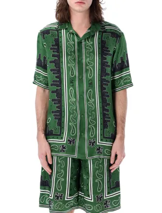 Off-white Green Bandana Bowling Shirt