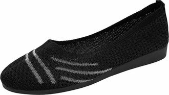 Generic Ladies Flat Shoes Mesh Breathable Pumps Shoes Solid Color Foldable Lightweight Classic Comfortable Slip On Ballet Flats Walking Outdoor Black