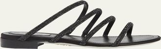 Rene Caovilla Satin Strass Flat Slide Sandals