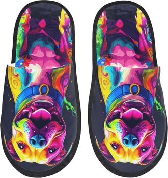 Generic Slipper Neon Pop Art Dog Reusable Camping Slippers Non-Slip House Shoes For Holiday Women Hotel M