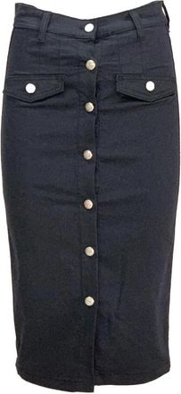 Liu Jo Elegante Longuette Rok - Dames - Midirokken - Blauw - W28 - Katoen - Rokken