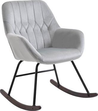 HOMCOM Modern Rocking Armchair with Foam Padding Metal Frame Home Office Grey | TJ Hughes